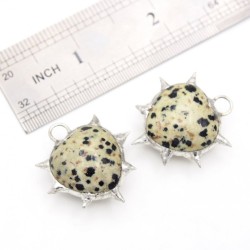 Organic Claws Bubble Claw Thorns Point Heart Plant Spiky Semi-precious Stone Dalmation Jasper Pendant