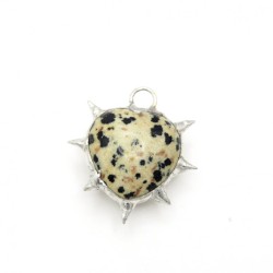 Organic Claws Bubble Claw Thorns Point Heart Plant Spiky Semi-precious Stone Dalmation Jasper Pendant