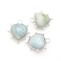 Organic Claws Bubble Claw Thorns Point Heart Plant Spiky Semi-precious Stone Amazonite Pendant