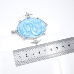  Soldered Geometric Oval Animal Snake Handmade Jewelry Blue Tin Alloy Shell White Shell Pendant