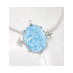  Soldered Geometric Oval Animal Snake Handmade Jewelry Blue Tin Alloy Shell White Shell Pendant