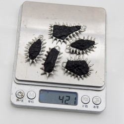 约23.7x37.9毫米电镀银色焊锡陨石捷克陨石随形荆棘吊坠
