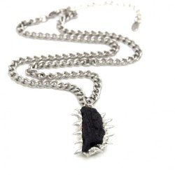 18x2inch Czech Meteorite Moldavite Handmade Brutalist Y2k Free Form Bubble Claw Oval Thorns Organic Claws Spiky Necklace