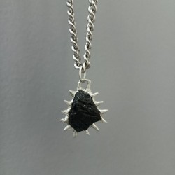 18x2inch Czech Meteorite Moldavite Handmade Brutalist Y2k Free Form Bubble Claw Oval Thorns Organic Claws Spiky Necklace