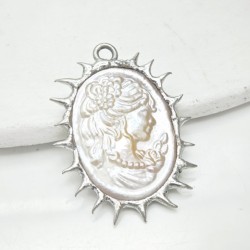 Approx 46mm White Shell Soldered Oval Handmade Pendant Jewelry For Women Special Gift