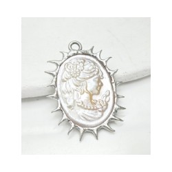 Approx 46mm White Shell Soldered Oval Handmade Pendant Jewelry For Women Special Gift